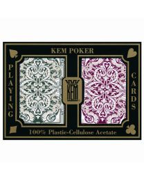 KEM Poker Deck Jacquard Burgundy and Green