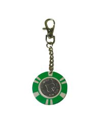 Poker keychain New York City green